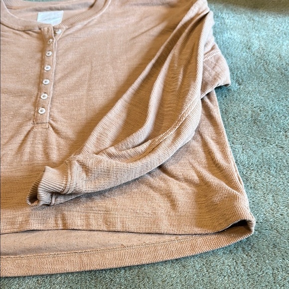 Aerie Tan Ribbed Button-Up Top - Picture 5 of 7